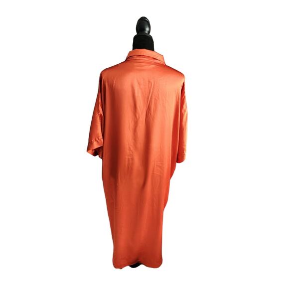 Vintage 80's Me 2 By miss E Nightie Silky Satin Négligée Oversized Orange M - Picture 4 of 6